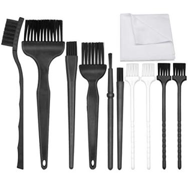 Imagem de ACKLLR Conjunto de pincéis antiestáticos com pano de limpeza de microfibra, 11 em 1 pequeno cabo de plástico portátil kit de escova de limpeza de nylon para computador teclado PC tela de laptop eletrônica câmera telefone carro