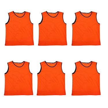 Imagem de 6 peças colete de treinamento de futebol esportivo adulto sem mangas camisas de futebol para camisas de grupo de equipe babadores de prática de secagem rápida, laranja, 30 (56 x 42 cm)