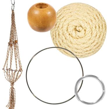 Imagem de Craft County Kits de cabide para plantas de macramê – Cordão de 4 mm – Faz cabide de plantas longo de 106 cm (creme)