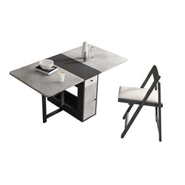 Imagem de Mesa de cozinha dobrável Mesa de jantar dobrável para apartamentos pequenos, mesa de centro retangular versátil com economia de espaço com gaveta de armazenamento, mesa dobrável para cozinha, sala de
