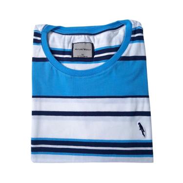 Imagem de Camiseta gola redonda listrada azul e branco Coleção Elegance Arara