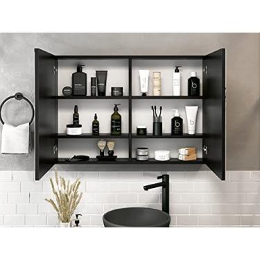 Imagem de Espelheira banheiro Preta Industry 80cm Armario Banheiro