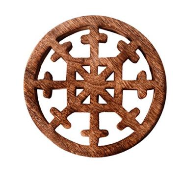 Imagem de Tapete para mesa de jantar, cozinha (11064) de madeira com tripé de madeira e flocos de neve estelares