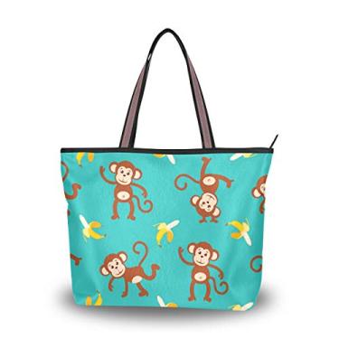 Imagem de Bolsa feminina com alça superior, macacos, banana, bolsa de ombro para mulheres, Multicolorido., Medium