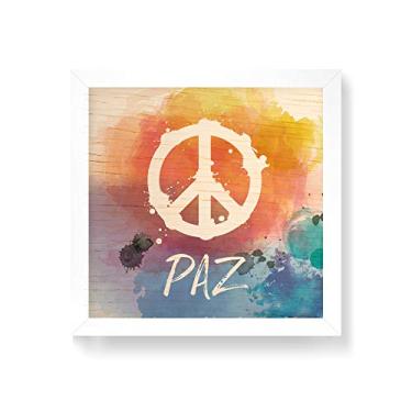 Imagem de Arte Maníacos Quadro decorativo com moldura caixa branca em Madeira - Paz Aquarela - 30x30cm