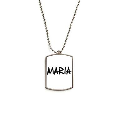 Imagem de Colar com pingente de corrente de aço inoxidável Maria com escrita especial e nome inglês