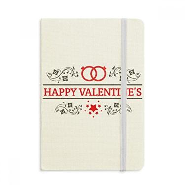 Imagem de Caderno vermelho preto Happy Valentine's Day oficial de tecido capa dura diário clássico