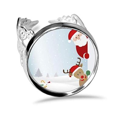 Imagem de DIYthinker Anel de Natal Papai Noel, Alce Peep Ano Novo Ajustável Amor Casamento Noivado