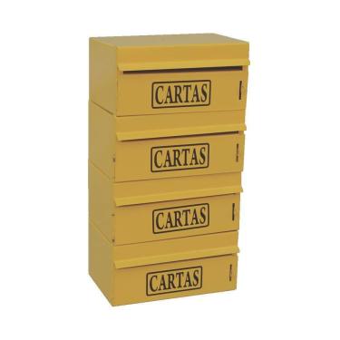 Imagem de Caixa Correio Condomínio Frontal Para Muro Amarela 4 Módulos