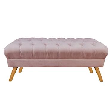 Imagem de Puff Decorativo Retrô Paris Capitonê 1 Metro Pé Palito Suede Rose - LM DECOR