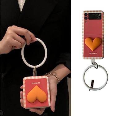 Imagem de Anel Pulseira Solid Lattice 3D Love Heart Case para Samsung Galaxy Z flip4 Z Flip 3 4 5G Z Flip3 Zflip3 Capa,D,Para Samsung Z Flip 3