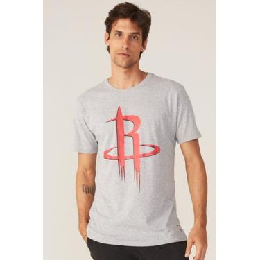 Imagem de Camiseta Nba Estampada Big Logo Houston Rockets Casual Cinza Mescla