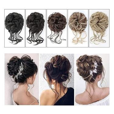 Imagem de Mulheres Bun Scrunchies Coque Sintético Desarrumado Extensão de Puxões de Cabelo Desgrenhado Faixa Elástica Cacheado Chignon Scrunchie Extensão de Rabo de Cavalo Feminino Pão (Color : AM41-60)