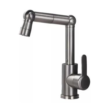 Imagem de Torneira Pia Banheiro Lavabo Giratoria Misturador Monocomando Rotacao 360 Cinza Esscovado 6001g