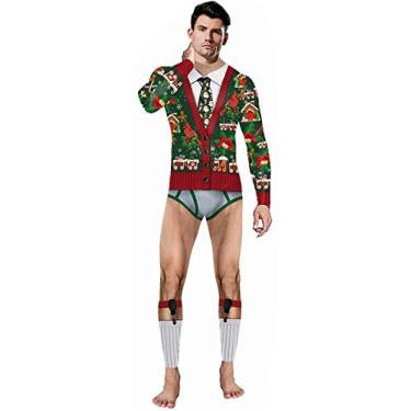 Imagem de Panegy Body feminino feio de Natal macacão com zíper manga comprida traje realista novidade fantasia macacão, 4, M