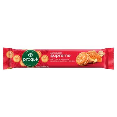 Imagem de Biscoito Piraquê Supreme Recheado Sabor Chocolate Branco e Geleia de Maçã com Canela 80g
