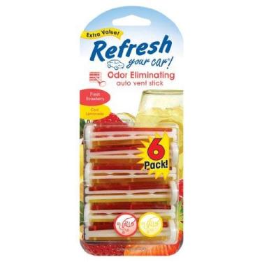 Imagem de Refresque o aromatizador de ar doméstico e carro que elimina a ventilação automática, aroma de morango fresco/limão fresco, 6 varetas