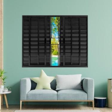 Imagem de Janela Veneziana de Alumínio 6 Folhas 120 x 200cm Modular com Grade Esquadrias Bergamo Preto