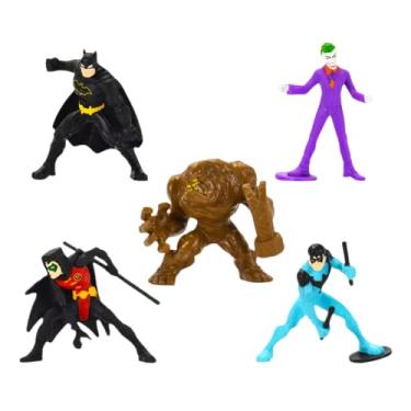 Imagem de Kit 5 Bonecos DC - Batman, Robin, Asa Noturna, Coringa e Cara de Barro - Heróis Vs Vilões - 5 Figuras De 5cm Cada - Sunny Brinquedos.