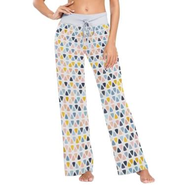 Imagem de KLL Calças de pijama rosa pastel e azul marinho femininas leves para outono estampado PP, Rosa pastel e azul marinho, X-Small