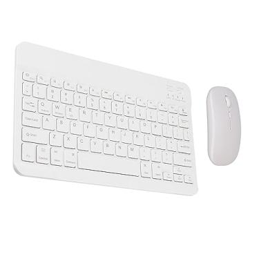 Imagem de TOPINCN Combo de teclado e mouse, teclado e mouse, portátil de 25 cm, à prova d'água para desktop e laptop (branco)
