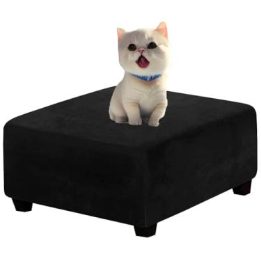 Imagem de Foot Stool Covers Square Ottoman Covers Slipcover Small/Medium/Large Velvet Stretch Footstool Stool Cover Protector (Color : #3, Size : 70x70cm/27.6x27.6in)