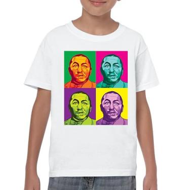 Imagem de Camiseta juvenil Engraçada Lendas Americanas 3 Moe Larry Shemp Wise Guys Classic Trio Kids Curly Squared The Three Stooges, Branco, P