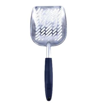 Imagem de GERRIT Colher de areia para gatos, peneira de liga de alumínio, colher de metal para gatos, pá profunda, cabo longo, peneiramento de cocô, levantador de cocô de gato, durável, resistente, para caixa