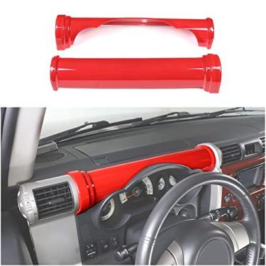 Imagem de Fgtagtal Capa de acabamento para console central do painel compatível com Toyota FJ Cruiser 2007-2021 ABS painel de mostrador cilíndrico acessórios de moldura de acabamento cilíndrico, 2 peças (vermelho)