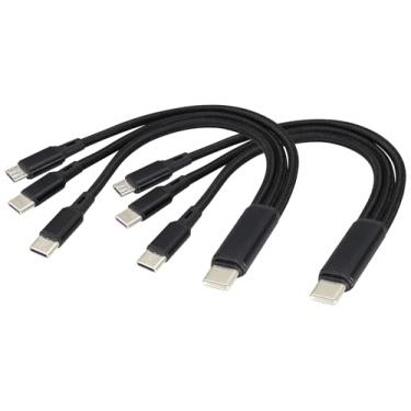 Imagem de AAOTOKK 2 unidades/20 cm Curto USB C linha de desvio USB tipo C 2,0 macho para 2 x Tipo C 1 x Micro USB macho carregado, com cabo 3 x 0,2 m, (preto-2Tipo C + 1 micro)