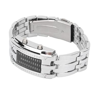 Imagem de Relógio eletrônico, modo de exibição de relógio LED, estrutura binária, relógio de pulso convexo, relógio eletrônico resistente à água LED, relógio de pulso LED/2468 (Color : Silver, Size : S 1000ml