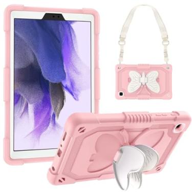 Imagem de DreamerX Capa para Samsung Galaxy Tab A7 Lite 2021 2021 para meninas, fofa, desenho kawaii, feminino, infantil, com alça de ombro, silicone macio para Tab A7 Lite SM-T220/T225/T227, rosa