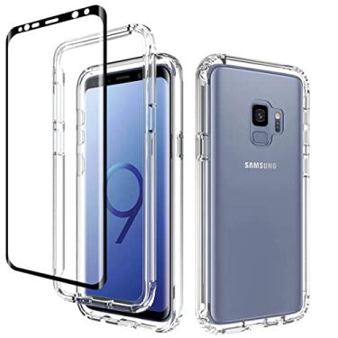 Imagem de Zoeirc Capa para Galaxy S9, capa para Samsung S9 SM-G960U com protetor de tela de vidro temperado, capa macia 360 à prova de choque híbrida transparente para Samsung Galaxy S9 (transparente)