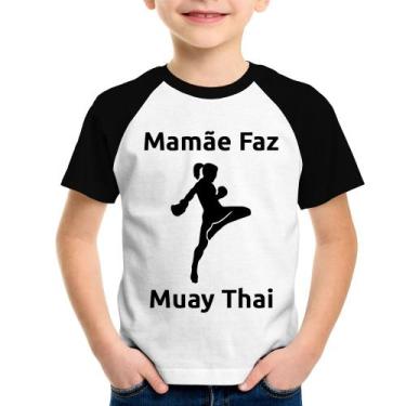 Imagem de Camiseta Raglan Infantil Mamãe Faz Muay Thai - Foca Na Moda