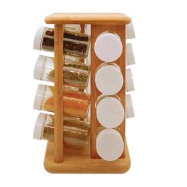 Imagem de Porta Temperos Giratório Keep Bambu 28X18cm 17 Peças - Ou