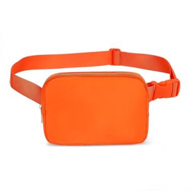 Imagem de Pochetes impermeáveis para mulheres, mini bolsa de cinto para crianças, pochetes para mulheres, pochetes para mulheres, impermeável, à prova d'água, bolsa tiracolo moderna com alça ajustável, Laranja,