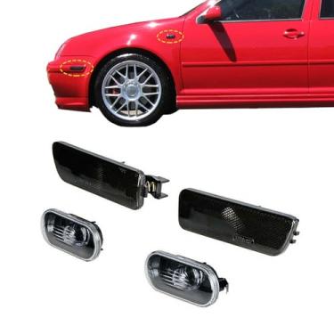 Imagem de Luz marcador lateral para-choque adequado para Volkswagen 1999-2005 VW Jetta MK4 1999-2003 Golf MK4 base preta lente âmbar alojamentos OE: 1J0 949 117 1J5 949 117 1JM 945 071 1JM 945 072 1 par )