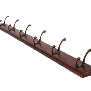 Imagem de Cabide de materiais naturais, cabideiro para pendurar na parede, chapéu de parede de quarto, ganchos de metal para pendurar roupas de madeira (58 cm)