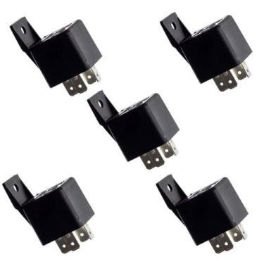 Imagem de 5 Relé Auxiliar Automotivo 4 Terminais Com Suporte Universal 40a 12v P