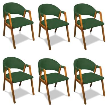 Imagem de Cadeira Sala de Jantar Em Madeira kit 6 Yara Suede D03 - D`Rossi