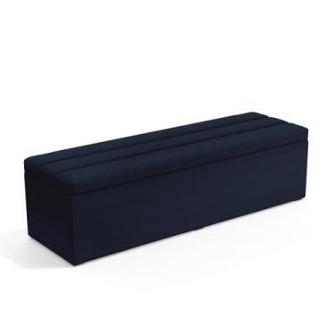 Imagem de Calçadeira Baú Ursa 195 para Cama King Z-007 Sued Azul Marinho Aradeco