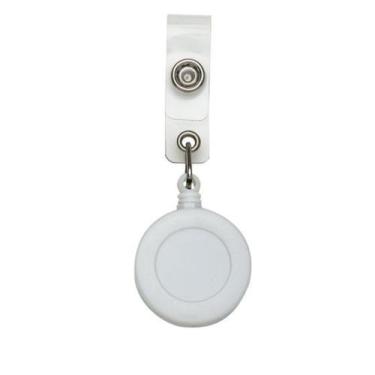 Imagem de Porta Crachá Retrátil Roller Clip Branco Leitoso Kit C/10 Unidades - I