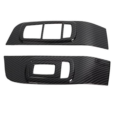 Imagem de Capa do Painel do Interruptor de Vidro Textura Fibra do Carbono Modificação do Carro Apropriada para Moldura do Painel do Interruptor2 Peças de Fibra de