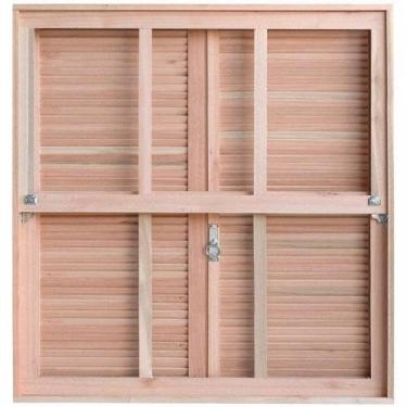 Imagem de Janela de Madeira Veneziana 100x100cm com Caixilho e Guilhotina Ewk G9