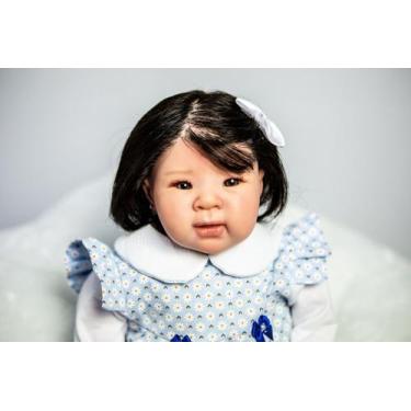 Imagem de Bebê Reborn Menina Boneca Corpo Tecido Fio a Fio - Mundo Azul e Rosa