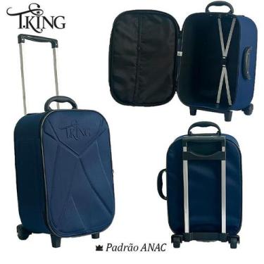 Imagem de Mala de Bordo Pequena Viagem 10kg Padrão ANAC Rodinhas - T.King, Azul 