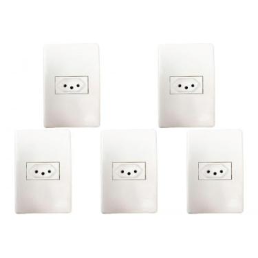 Imagem de Kit C/5 - Conjunto Steck Linha Stella Com Placa 1 Tomada ..., Branco