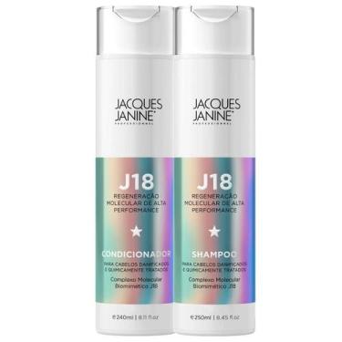 Imagem de Kit Jacques Janine J18 Shampoo Sem Sal Condicionador Leave-In Brilho M