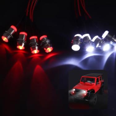 Imagem de FriHobby 8 LEDs faróis de luz LED kit acessórios compatível com Traxxas Arrma Redcat HSP Tamiya Axial SCX10 Losi RC carro caminhão tanque invólucro corpo