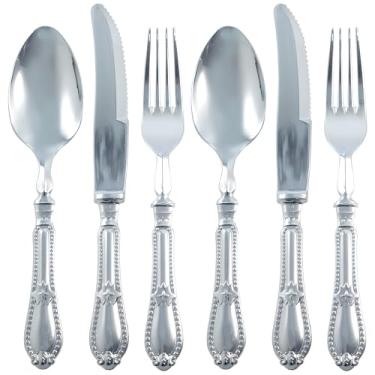 Imagem de Conjunto de talheres prateados | Coleção combo barroco | Pacote com 80 (40 garfos, 20 colheres, 20 facas)